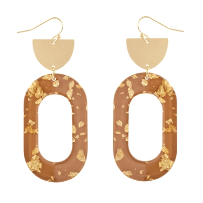 Brown and Gold Flex Oval 2" Earring, Best Seller!