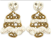 Christmas Tree White and Gold Seed Bead 2" Earring
