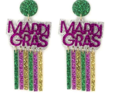 Mardi Gras Acrylic 2.5" Earring