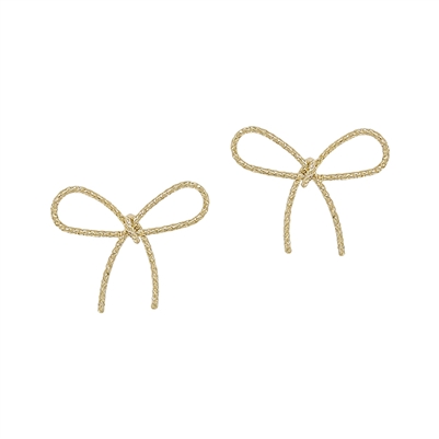 Gold Braided Textured Bow Stud Earring, Best Seller!