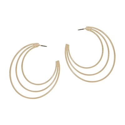 Gold Layered Open Hoop 2" Earring
