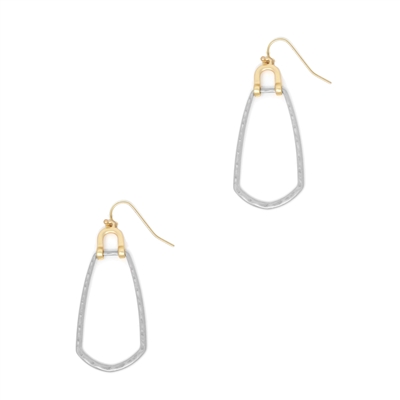 Silver Geometric Drop with Gold Accent 1.5" Earring