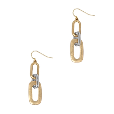 Gold and Silver Oval Linked 1.5" Earring
