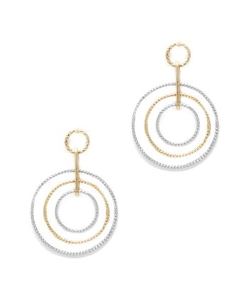 Gold Drop with Silver and Gold Triple Layered Circle 1.5" Earring