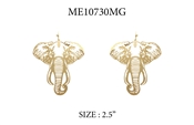 Matte Gold Elephant Cutout 1.5" Earring