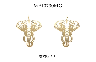 Matte Gold Elephant Cutout 1.5" Earring