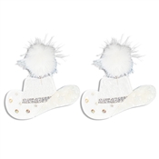 White Acrylic Cowboy Hat with Pompom 2" Drop Earring