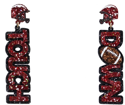 Maroon and Black Glitter Touchdown  2" Gameday Earring