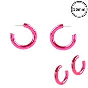 Hot Pink Metallic 1.5" Hoop Earring