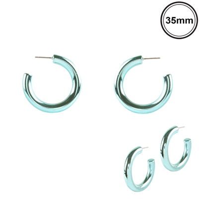 Teal Metallic 1.5" Hoop Earring