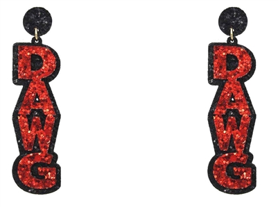 Red and Black "Dawg" Glitter Gameday 2" Earring