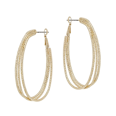 Gold Layered Wire Open Oval 2" Earring