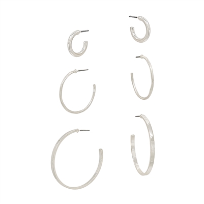 Set of 3 Huggie to .75" Thin Silver Hoops