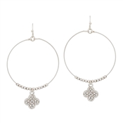 Silver Rhinestone Clover Pave 2" Wired Earring