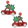 Glitter Red Car with Christmas Tree Post 2" Earring