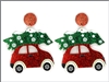 Acrylic Glitter Car with Christmas Tree 2" Earring