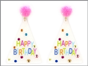 Happy Birthday Acrylic with Pom Pom 2.5" Earring