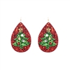 Red and Green Christmas Tree 2" Teardrop Earring