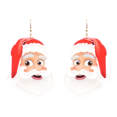 Red and White Acrylic Santa Claus 1.5" Earring