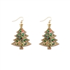 Gold Christmas Tree and Multi Color Metal Drop 2" Earring