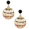 Gold Metal with Red, Green and Clear Stone "Merry Christmas" Circle 1.5" Earring