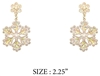White Glitter and Gold Metal Snowflake 2.25" Earring