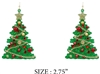 Green Acrylic Christmas Tree with Red and  Gold Accents 2.75" Earring