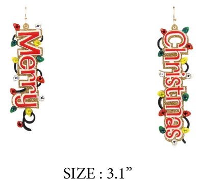 Merry Christmas Acrylic 3" Drop Earrings