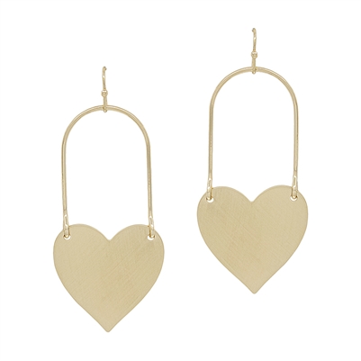 Matte Gold Heart on Wired 2" Earring