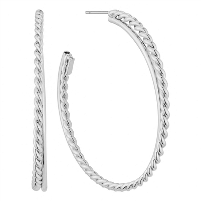 Silver Twisted Hoop 1.75" Earring