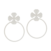 Silver Rounded Clover Stud with Open Circle 1.5" Earring
