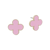 Pink Enamel Clover Stud .5" Earring