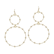 Gold Double Circle with Beaded Accents 2" Earring