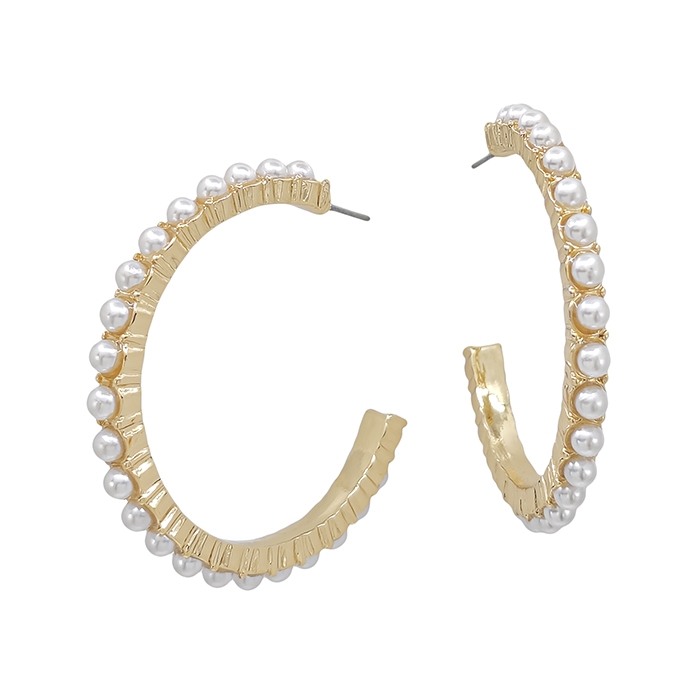 Gold Hoop with Pearl Studded Accents 1.75