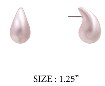 Light Pink Pearlized Tearrdrop Stud 1.25" Earring