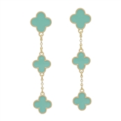Mint Epoxy Clover and Gold Chain 2" Drop Earring