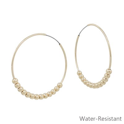 Water Resistant 2" Gold Hoop with 4MM Beads