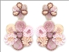 Pink Seed Bead and Textured Flower 2" Drop Earring