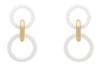 White Raffia and Gold Circle Drop 2.5" Earring