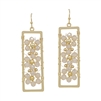 Blush Pink Crystal Flower in Open Gold Rectangle 1.25" Earring