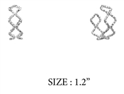 Silver Textured Cris-Cros 1.2" Hoop Earring