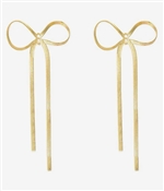18k Gold Plated Stainless Steel Bow Stud 3" Earring