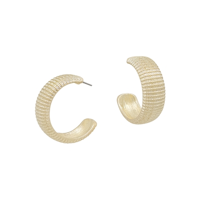 Gold Ribbed Textured 1.25" Hoop Earing