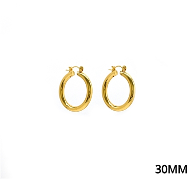 Shiny Gold 1.25"  Aluminum Water Resistant Hoop Earring