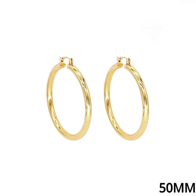 Shiny Gold 2"  Aluminum Water Resistant Hoop Earring