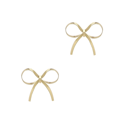 Gold Snake Chain Bow Stud Earring 1"