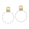 Gold Hoop with Pearl Beaded Accents and Gold Post 1.5" Earring
