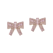Pink Crystal Bow Stud .5" Earring