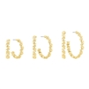 Gold Textured Set of 3 Stud Hoop Earrings, .75", 1", and 1.25"