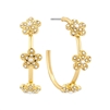 Gold Flower with Pearl Accent 1.25" Hoop Earring
